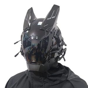 kyeday punk mask cosplay for men, cosplay samurai horns masks black mask halloween party coolplay gifts