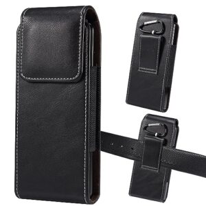 ingido for samsung galaxy z fold 5/4/3/2 phone pouch holster belt case, genuine leather phone cover magnetic cover belt clip pouch for galaxy z fold 5, z fold 4, z fold 3/2 (black)