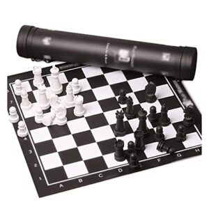 JGATW Chess Set Portable Chess Checkers Set，Folding Roll Up Chess Game for Outdoor Activities Chess Sets International Chess