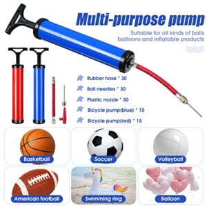 Xinnun 30 Sets Ball Pump Bulk Portable Hand Air Pump Sports Ball Tool with Needle, Nozzle, Extension Hose Inflator Kit for Soccer Football Basketball Rugby Volleyball Balloon Swim Inflatables