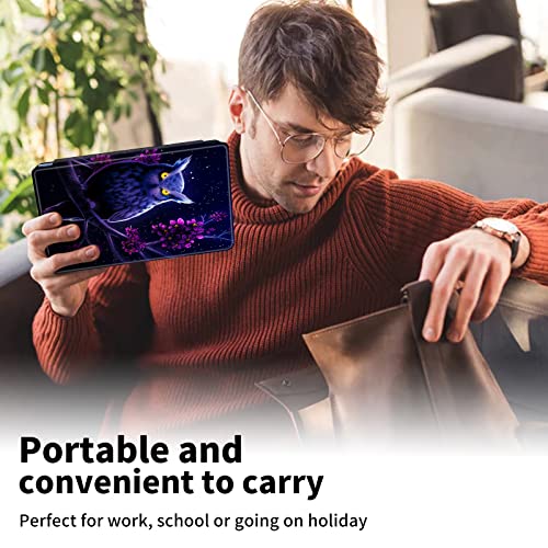 Case for Amazon Kindle Fire 7 Tablet (12th Generation 2022 Release) 360 Degree Rotating Swivel Stand PU Leather Cover with Auto Wake Sleep, Purple Owl