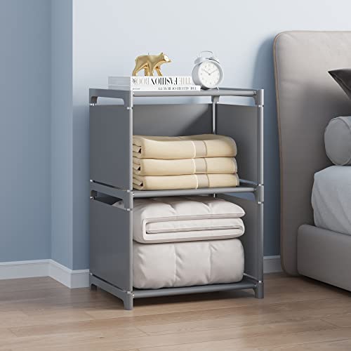 RIIPOO Storage Cube Shelves, 2-Cube Organizer Shelf for Bedroom Closet, 3-Layer Small Desktop Bookshelf, Bookcase Unit for Small Spaces