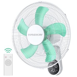 vagkri wall mount fan, 16 inch wall fan with 5 blades, 5 speeds, 8 hour timer, 90° oscillating quiet fan with remote for home office bedroom living room garage