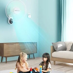 VAGKRI Wall Mount Fan, 16 Inch Wall Fan with 5 Blades, 5 Speeds, 8 Hour Timer, 90° Oscillating Quiet Fan with Remote for Home Office Bedroom Living Room Garage