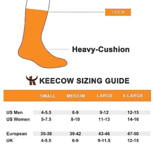 KEECOW Merino Wool Crew Socks For Men & Women, Thermal, Warm, Winter Cushion Socks For Hiking Working Running, 3 Pairs (Large, Charcoal B)