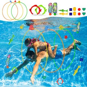 balnore 20pcs water sports swim thru rings for kids, water toys - assorted pack, pool toys diving toys for adults, underwater training program pool games water swimming sport gifts