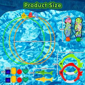 Balnore 20PCS Water Sports Swim Thru Rings for Kids, Water Toys - Assorted Pack, Pool Toys Diving Toys for Adults, Underwater Training Program Pool Games Water Swimming Sport Gifts