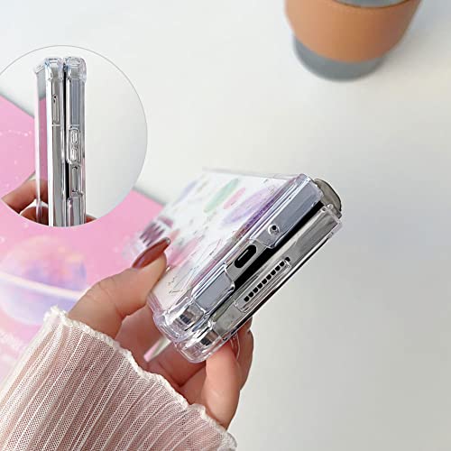 Abbery for Samsung Galaxy Z Fold 4 5G Case Clear with Design, Cute for Women Glitter Stars Moon Sparkle TPU & PC Transparent Space Theme Aesthetic Case for Samsung Galaxy Z Fold 4 (Space)