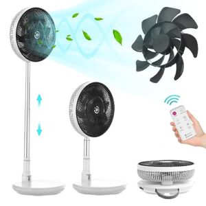 coococo 11" standing fan oscillating pedestal fan with remote, 7800mah portable battery operated fan, dual blades, 8 speeds, 8h timer powerful quiet fan for travel, outdoor, home, office, white