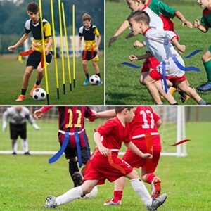 Flag Football Set, 14 Player Flag Football Belts Kit, Includes 14 Belts, 42 Flags,12 Cones and Storage Bag (Red-Blue)