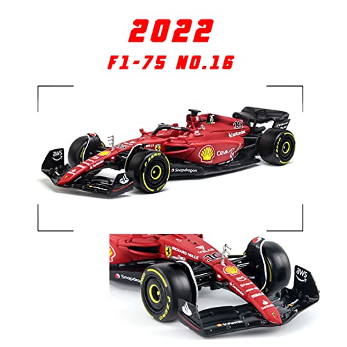 HTLNUZD Bburago 1:43 2022 F1-75 Racing #16 Charles Leclerc F1 1/43 F1-75#16 Formula One Alloy Die Cast Collection Vehicles Model Gift