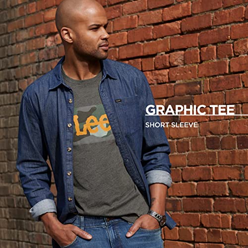 Lee Men's Short Sleeve Graphic T-Shirt, Burgundy Heather Vintage Denim