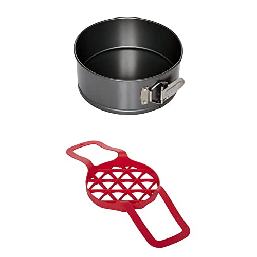 Instant Pot Official Springform Pan, 7.5-Inch, Gray & Instant Pot Official Bakeware Sling, Compatible with 6-quart and 8-quart cookers, Red