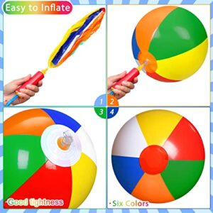 24 Pcs Inflatable Beach Balls 20" 16'' Rainbow Beach Ball Pool Party Toys Summer Outdoor Games Activities for Adults Swimming Pool Hawaiian Water Toys