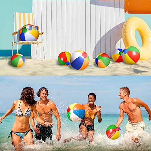 24 Pcs Inflatable Beach Balls 20" 16'' Rainbow Beach Ball Pool Party Toys Summer Outdoor Games Activities for Adults Swimming Pool Hawaiian Water Toys