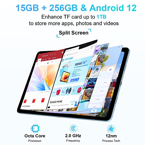 DOOGEE T20 Android Tablet,10.4'' 2K Tablet,15GB+256GB, Hi-Res Quad Speakers, Octa-core Gaming Tablet, 8300mAh Battery, 2.4G/5G WiFi Tablet Android 12, TÜV Low Bluelight, Split Screen