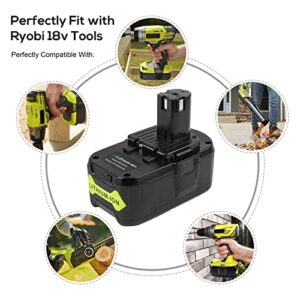 ARyee 2Pack 6.0Ah 18Volt Replacement for Ryobi 18V Lithium Battery ONE+ Plus P108 P102 P103 P104 P105 P107 P109 P122 RB18L50 PBP005 Cordless Power Tools with P117 Battery Charger for Ryobi