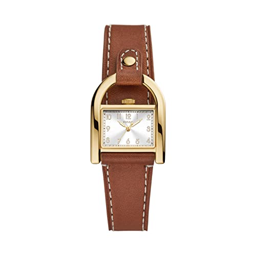 Fossil Women's Harwell Quartz Stainless Steel and Eco Leather Three-Hand Watch, Color: Gold, Brown (Model: ES5264)