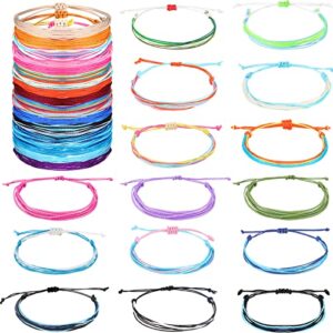 hicarer 30 pieces adjustable woven anklets bracelets bohemian braided rope bracelets waterproof wax coated anklets for women (colorful)