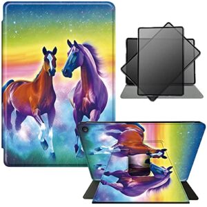 ryuithdjp tablet case 7 inch for kindle fire 7 2022/2023 12th gen 360 degree rotating swivel stand, ryuithdjp for amazon kindle fire 7 tablet case multi angle stand cover-horse