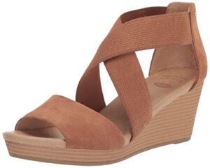 dr. scholl's shoes women's barton band wedge sandal, brown microfiber, 8.5
