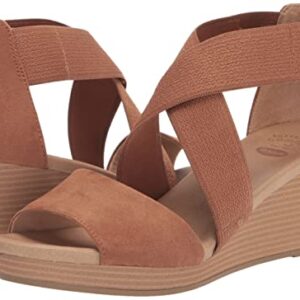 Dr. Scholl's Shoes Women's Barton Band Wedge Sandal, Brown Microfiber, 8.5