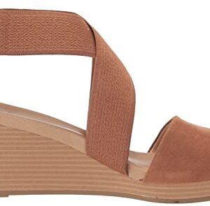 Dr. Scholl's Shoes Women's Barton Band Wedge Sandal, Brown Microfiber, 8.5