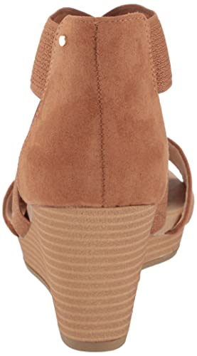 Dr. Scholl's Shoes Women's Barton Band Wedge Sandal, Brown Microfiber, 8.5