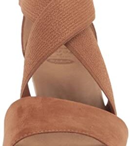 Dr. Scholl's Shoes Women's Barton Band Wedge Sandal, Brown Microfiber, 8.5