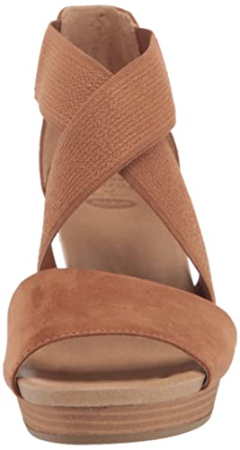 Dr. Scholl's Shoes Women's Barton Band Wedge Sandal, Brown Microfiber, 8.5