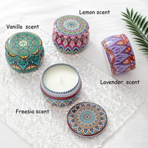 4 Pack Scented Candles Gifts for Women, Freesia Vanilla Lemon Lavender Candles for Home Scented, Aromatherapy Jar Candles for Spa Meditation, Ideal Gifts for Female Mom Anniversary Birthday Christmas