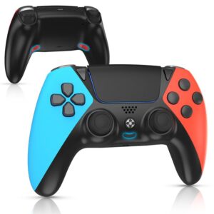 wireless controller for ps4 controller,wiv77 ymir elite gaming controller compatible with playstation 4 controller with turbo/mapping buttons/1200mah battery,scuf controller for kids/men/women,bluered
