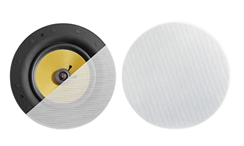 ynVISION.DESIGN 8 inch in-Ceiling Speakers w/Pivoting Tweeter | 2 Speakers | 160 Watts Each | Compatible with Sonos Amp, Yamaha, Marantz, Denon Avr and More