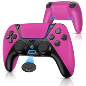 yu33 ymir scuf wireless controller works with modded ps4 controller, elite control remote fits playstation 4 controller, joystick/controles de pa4 with mapping/turbo/1200 mah battery, rose red/pink