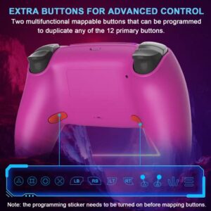 YU33 Ymir Scuf Wireless Controller Works with Modded PS4 Controller, Elite Control Remote Fits Playstation 4 Controller, Joystick/Controles de Pa4 with Mapping/Turbo/1200 mAh Battery, Rose Red/Pink