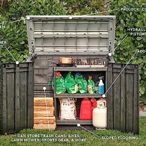 Keter Store-It-Out Prime XL 4.75 x 2.6 Foot Resin Outdoor Storage Shed with Double Doors and Easy Lift Hinges, Perfect for Trash Cans, Garden and Yard Tools, and Pool Toys, Black
