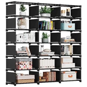 reibii bookshelf for bedroom book shelf organizer bookcase tall book case 18 cube storage organizer cube shelf black cubby storage organizer shelves for bedroom living room closet office diy