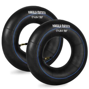 hakula matata 4.00-6'', 4.10/3.50-6'' durable 13'' replacement inner tube with tr-87 bent valve stem, heavy duty inner tire wheel for wheelbarrows, mowers, hand trucks and more, 2packs, black