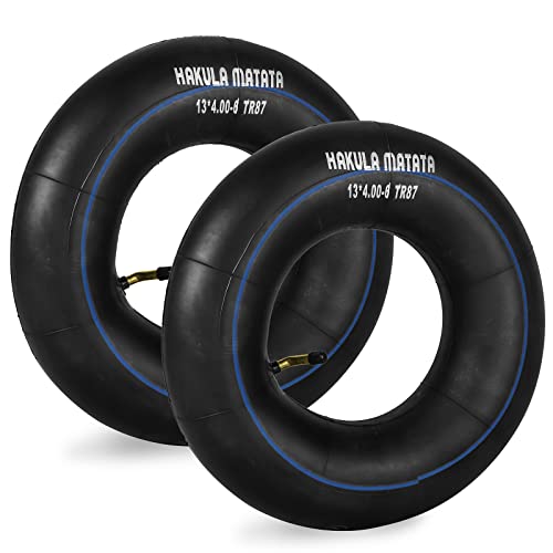 HAKULA MATATA 4.00-6'', 4.10/3.50-6'' Durable 13'' Replacement Inner Tube with TR-87 Bent Valve Stem, Heavy Duty Inner Tire Wheel for Wheelbarrows, Mowers, Hand Trucks and More, 2Packs, Black