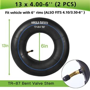 HAKULA MATATA 4.00-6'', 4.10/3.50-6'' Durable 13'' Replacement Inner Tube with TR-87 Bent Valve Stem, Heavy Duty Inner Tire Wheel for Wheelbarrows, Mowers, Hand Trucks and More, 2Packs, Black