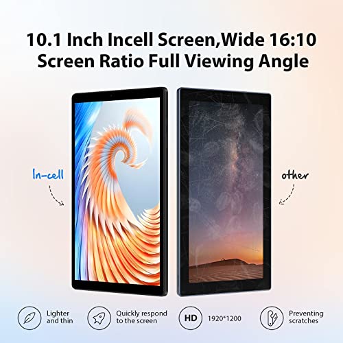 TOSCiDO 2023 Android 12 Tablet 10.1 inch 2 in 1 Tablets 1080P FHD in-Cell LCD Screen, 4GB+64GB Expand to 1TB, Octa-Core CPU, 1920 * 1200 Resolution,8MP&13MP Camera|Wi-Fi| GPS| Keyboard| Mouse-Black