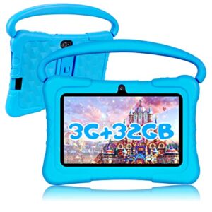 atmpc tablet for kids, kids tablet, 7 inch kids tablets 32gb rom 3gb ram android11 tablet for kids 3-14 with 2.4g wifi, gms, eye protection, educational, parental control, tablet with silicone case