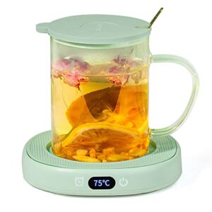 duhel smart coffee mug warmer for drinks and food,candle warmer plate,large panel heating diameter up to 130mm.can be used to warmer coffee,milk,tea,cake,egg tarts,candle etc.(green)