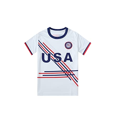 Team USA United States Sports Soccer Football Basketball Boys Kids Youth Jersey Shirt Kit Set (Size-26 (8-9 Years))