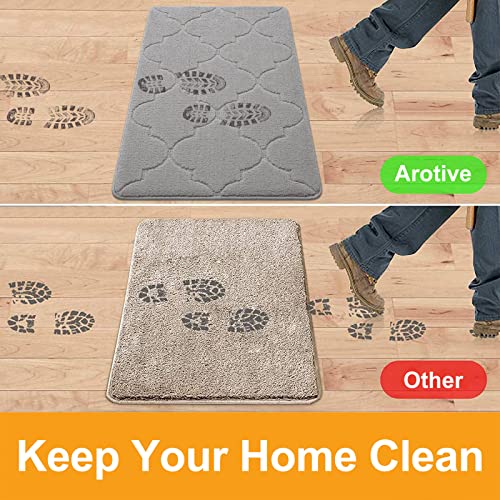 Arotive Door Mat, Indoor Mat, Non-Slip, Dirt Resist, Absorbent Entryway Doormat, Low-Profile Inside Front Doormats for Entrance (32x20 inches, Grey)