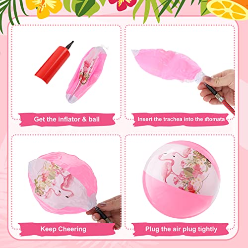 24 Pcs Pink Flamingo Mini Inflatable Beach Balls Bulk 5 Inch Beach Ball Flamingo Themed Party Toys Flamingo Decor for Summer Beach Pool Hawaiian Birthday Party Decorations Water Game Favors