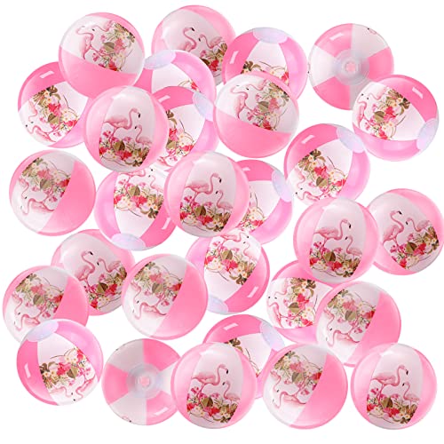 24 Pcs Pink Flamingo Mini Inflatable Beach Balls Bulk 5 Inch Beach Ball Flamingo Themed Party Toys Flamingo Decor for Summer Beach Pool Hawaiian Birthday Party Decorations Water Game Favors