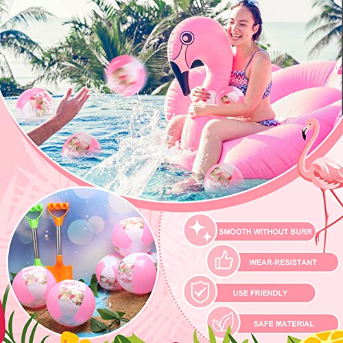 24 Pcs Pink Flamingo Mini Inflatable Beach Balls Bulk 5 Inch Beach Ball Flamingo Themed Party Toys Flamingo Decor for Summer Beach Pool Hawaiian Birthday Party Decorations Water Game Favors