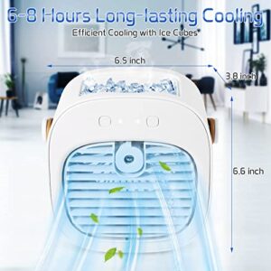 Personal Portable Air Conditioner, 6000mAh Mini Air Cooler Conditioner,USB Rechargeable Air Conditioner,3 Speed Quiet Fan for Bedroom,Room,Office,Car,Travel & Indoor & Outdoor