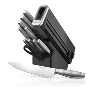 ninja k62012 foodi neverdull premium 12-piece german stainless steel knife system with built-in sharpener, stainless steel/black